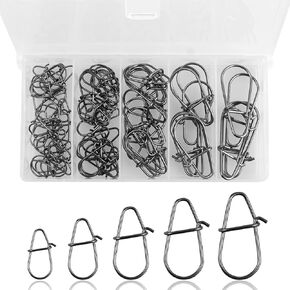 JSHANMEI Crankbait Snaps Fishing Snap Clips Stainless Steel Duo Lock Snaps Quick Change Fishing Clips Fast Speed Snap Hook Connector Freshwater Saltwater Bass Fishing 100pcs/250pcs