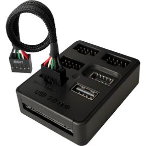 5 Ports Internal USB Hub, Motherboard 9pin USB 2.0 Header Splitter, USB 2.0 to USB 3.2 Gen 1 Header Adapter.