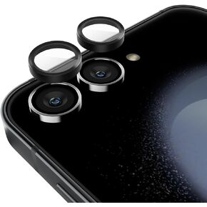 Pelican Samsung Galaxy Z Flip6 Camera Lens Protector with Aluminum Rings - 9H Tempered Glass - Durable Anti-Scratch, Anti-Shatter, HD View with Night Shoot and Case Friendly, Easy to Install - Black