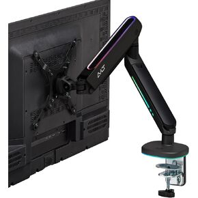 AVLT Single 27"-45" RGB Gaming Monitor Arm Desk Mount Built-in 20 Lighting Modes Touch Button Control Fits Flat/Curved/Ultrawide Monitor Height Swivel Tilt Rotation Adjustable Monitor Stand -Black