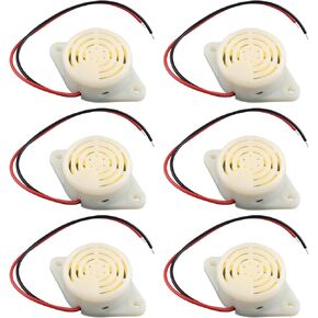 6PCS SFM-27 DC 3-24V Industrial Electronic Buzzer Alarm Sounder Intermittent Sound Beep Piezo Active Electronic Buzzer - White