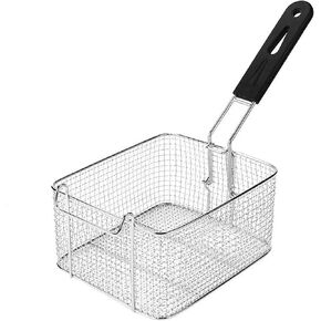 Deep Frying Basket with Long Handle Metal Mesh Electric Fryer Basket for Commercial Use