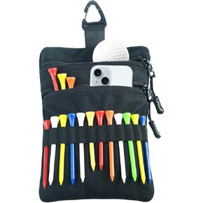 Golf Tee Pouch, Golf Tee Bag Holds Golf Accessories Tees Balls, Small Golf Tee Holder with Clip to Golf Bag or Backpack, Handy Pouch for Golfing, Fishing, Cycling, Travel, Great Gift for Golfer!