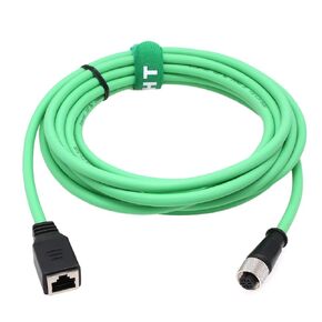 M12 4 Pin D-Coded Female to RJ45 Female Ethernet Cat5e Network Adapter Cable for Industrial Vision System PoE Automation Control High Flex Shielded Green 1m