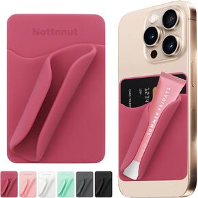 Lip Gloss Holder Card Holder Phone Case Lipstick Lip Glaze Phone Wallet Stick On Silicone Cell Phone Card Holder and Lip Balm Holder for iPhone and Android Phones Rose