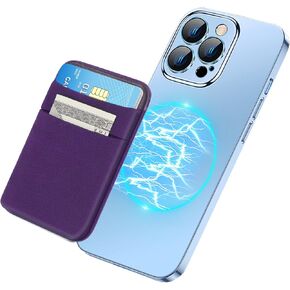 SHANSHUI Wallet for Magsafe, Stretchy Magnetic Phone Wallet Card Holder for Back of Phone Compatible with iPhone 15/14/13/12 Mini/Plus/Pro/Pro Max Blue