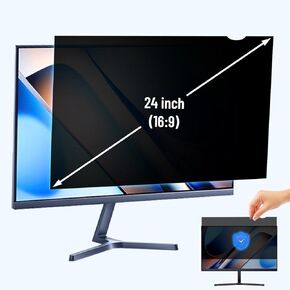24" Privacy Filter Screen for 16:9 Widescreen Monitors, Blue Light Blocking Anti-Glare Eye Protection, Removable Scratch-Resistant Protector