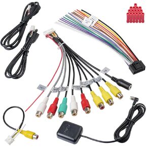 Android Stereo Harness Kit, Car Radio Wire Harness with 16Pin ISO Stereo Adapter,20Pin RCA Harness,4Pin 6Pin USB Cable,10Pin Backup Camera Cable,GPS Antenna