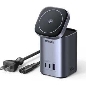 UGREEN Nexode 65W GaN Charging Station 3-Port with 15W Qi2 Wireless Charger Stand Foldable, Magsafe Charger Station Magnetic Charger Compatible with iPhone 16/15/14/13/12, Galaxy S24, iPad Air, etc