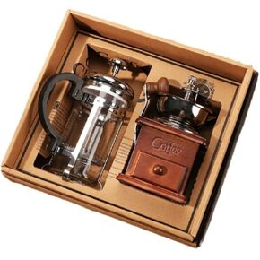 French Press Coffee Maker, Manual Coffee Grinder, Portable Coffee Maker Ideal for Home, Office, and Travel, Vintage Organic Coffee Maker Ideal for Gifts