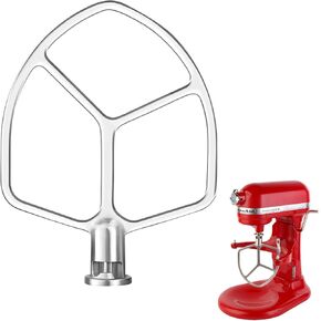Stainless Steel Paddle Attachment Rust-Resistant Compatible with KitchenAid 5-6QT Mixer, Bowl Lift Stand Mixer Attachment for Quick Kneading of Bread, Pasta, Cookies, Pizza, Etc. Dishwasher Safe
