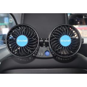 KWYZ 12 Volt Car Fan for Back Seat, Portable Car Seat Fan car essentials, Headrest 360°Rotatable Dual Head Cooling Fan with 2 USB Charging Port & Cigarette Lighter Plug for Vehicles, SUV, RV, Boat
