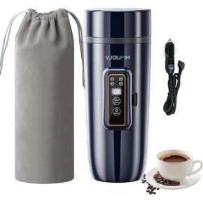 Electric Kettle for Car, 350ml Mini Kettle Water Boiler for Car Heated Travel Mug for Road trip, 12V Adjustable temperature smart electric kettle for boiling water for ginger tea (12V)