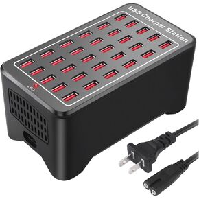 USB Charger, Cinlinso 30 Port 150W(30A) USB Charging Station Multi Port USB Hub Charger with Smart Detect for Multiple Devices Smartphones Tablets and Other Electronics