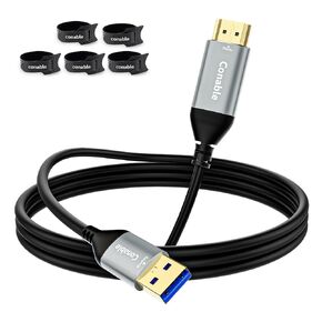 USB to HDMI Adapter Cable 15 FT, Unidirectional USB-A 3.0 to HDMI HD Audio Video, Real 2K/1080P@60Hz, for TV, Projector, Monitor, ONLY Support Windows 11/10/8/8.1/7, Mac OS, Need to Install Driver