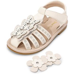 DREAM PAIRS Girls Sandals Closed-Toe Sandals with Interchangeable DIY Flower Dress Summer Shoes Toddler/Little Kid