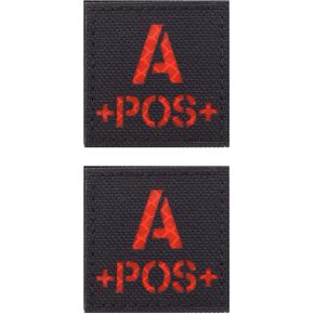 2 PCS AliPlus A+ POS Patches Blood Type Patches IR Infrared Reflective Patches Tactical Patch Hook and Loop(Red Black2*2in)