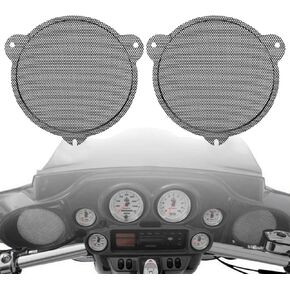 Batwing Fairings 6.5 '' Front Mesh Woofer Grill Cover Presention for Harley Touring ، Street Glide ، Electra Glide ، Ultra Limited & Trike Tri Glide ، Black Metal (2014-2024)