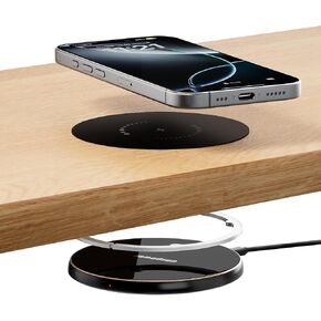 Invisible Wireless Charger, 0-30mm Under Desk Wireless Charger, Dual Uses On or Hidden Under Table Charging Pad for Nightstand for iPhone 16/16 Plus/16 Pro Max/15/14/13/Samsung/Android Phone
