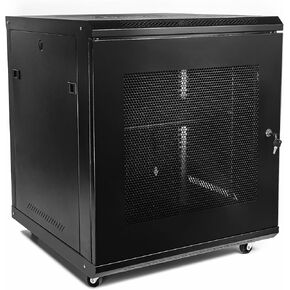 6U Network Server Cabinet Data Cabinet Ground Mounted and Wall Mounted IT Rack Enclosure with Shelf & Lockable Door & Side Panels for Internet Equipment, A/V Devices (6U)