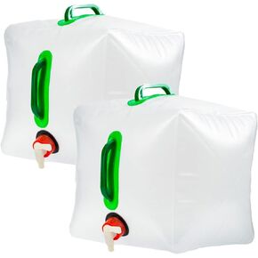 2 Pack 5.3 Gallon Collapsible Water Container,Collapsible Water jug with Spigot,Portable Foldable Water Container