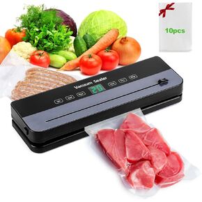 Vacuum Sealer Machine 65Kpa Digital Countdown 6-in-1 Compact Portable Food Vacuum Sealing with Built-in Cutter, 10 Bags, Dry&Wet Modes