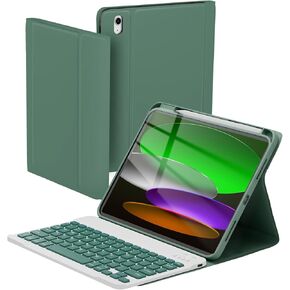 NOKBABO for iPad 10th Generation Case with Keyboard, Magnetic Wireless Detachable Folio Keyboard case with Pencil Holder, Keyboard for ipad 10th Generation 10.9 inch - Midnight Green