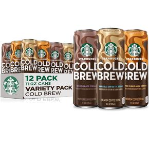 Starbucks Cold Brew Coffee ، 3 نكهة مجموعة متنوعة ، 11 علب أوقية (12 حزمة) ، مشروب القهوة المتميز ، القهوة المثلجة