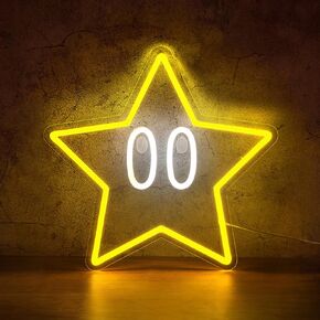 Star Neon Sign With Dimmable Switch For Room Decor, Game Room Decoration, Game Party Decoration Wall Decor Gamer Gifts USB Powered