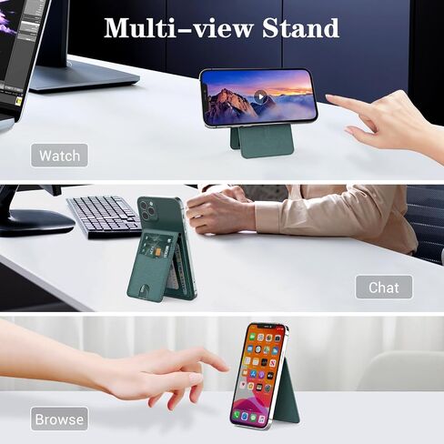 YINHEXI for Magsafe Wallet & Phone Stand, Adjustable Magnetic Phone Wallet with RFID Blocking, PU Leather, 3 Card Slots, Transparent ID Window, Essential Phone Accessories, Strong Magnet in Saudi Arabia