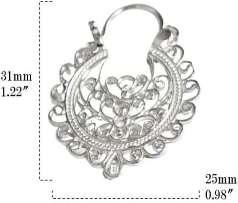 COSUMOSU 925 الفضة الاسترليني خمر القديمة العتيقة كبيرة جولة هوب الأقراط in Kuwait