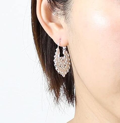 COSUMOSU 925 الفضة الاسترليني خمر القديمة العتيقة كبيرة جولة هوب الأقراط in Kuwait