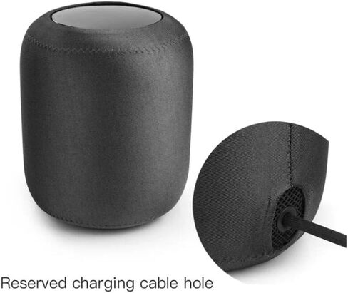 غطاء واقعي لـ Apple HomePod 1/2 مكبر صوت ذكي ، غطاء غبار ، مقاوم للماء ، مرن ، تخزين (أسود) in Kuwait