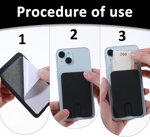3 Packs Cell Phone Card Holder for Back Stick On Wallet Credit Card ID Case Silicone Phone Case Card Pouch Sleeve Self Adhesive Phone Accessories 3.62 × 2.36 Inch Compatible with Most Phones in Kuwait