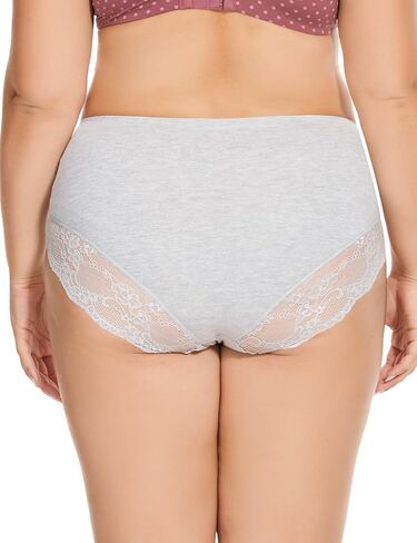 LIQQY Women's 4 Pack Combed Cotton Lace Coverage Full Rise Seamless Brief Panty Underwear in Saudi Arabia