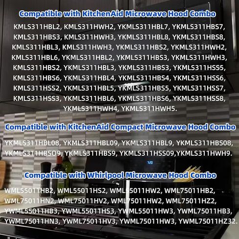 6 حزمة مرشحات هواء الفحم المنشط متوافقة مع Kitchenaid و Whirlpool على نماذج محرك Microwave Range YKMLS311 YWML55011 WML75011 in Kuwait