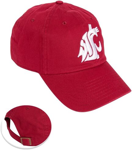 قبعة بيسبول جامعة ولاية واشنطن من صبار الصحراء WSU Cougars Cougs ذات الحواف المطرزة، قبعة قابلة للتعديل بحزام من القماش للبالغين (نمط B1) أحمر in Saudi Arabia