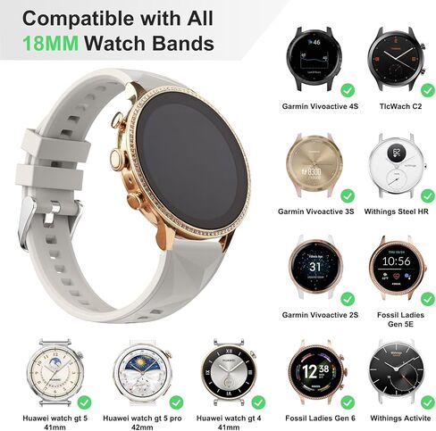 نطاقات ساعة الإصدار السريع 18 مم متوافقة مع Garmin Vivoactive 4S/Vivomove 3S/Venu 3S/Venu 2S ، Sportfit Easyfit Silicone Bands for Forerunner 255S/255S Music/265S in Kuwait