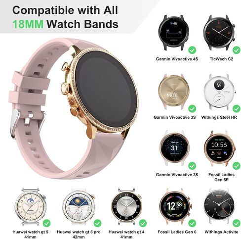 18mm Quick Release Watch Bands Compatible for Garmin Vivoactive 4S/Vivomove 3S/Venu 3S/Venu 2S, Sport EasyFit Silicone Replacement Bands for Forerunner 255S/255S Music/265S in Saudi Arabia