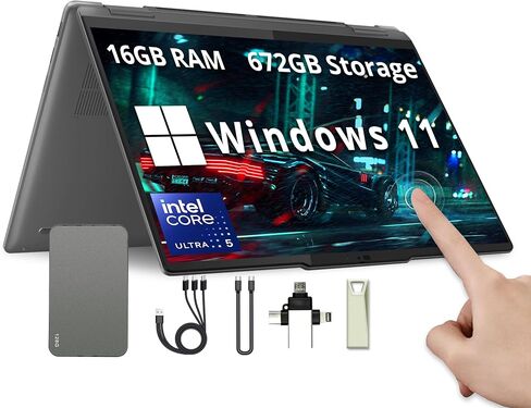 Lenovo Yoga 7i 14 "2K شاشة تعمل باللمس 2-in-1 ، جهاز كمبيوتر محمول ، 16 جيجا بايت LPDDR5x ، تخزين 672 جيجابايت (512 جيجا بايت SSD و 160 جيجابايت لمحطة الاشتراك in Saudi Arabia