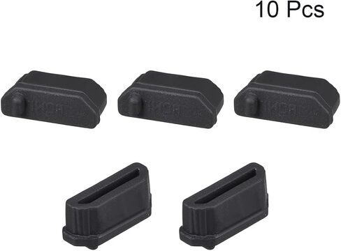 UXCELL 10pcs محاذاة ميناء غلاف السيليكون المضاد للتراب للمنفذ الإناث 11mmx1.3mm أسود in Saudi Arabia