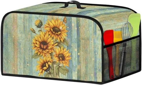 Green Slow Cooker Dust Cover Oval Shield Your Kitchen Appliances, Portable Slow Cooker Cover with Mesh Pocket and Handy Handle, Striped Sunflower in Kuwait