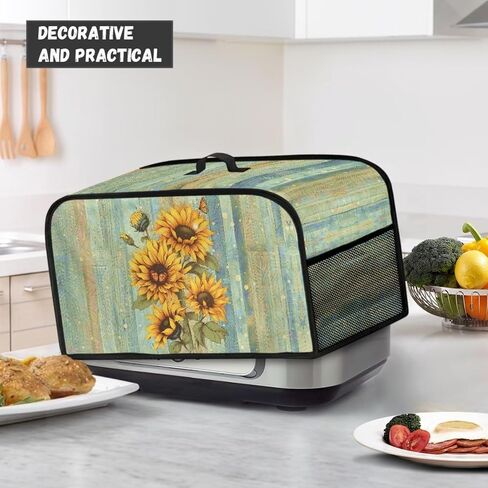 Green Slow Cooker Dust Cover Oval Shield Your Kitchen Appliances, Portable Slow Cooker Cover with Mesh Pocket and Handy Handle, Striped Sunflower in Kuwait