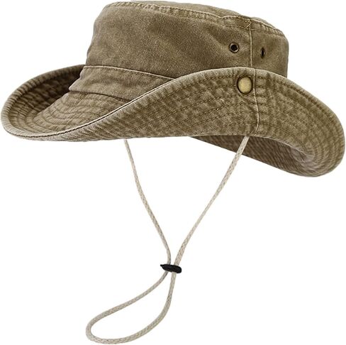 Unisex Cotton Boonie Hat Summer Outdoor Packable Fishing Bucket Hat Beach Sun Hat with String for Women Men in Saudi Arabia