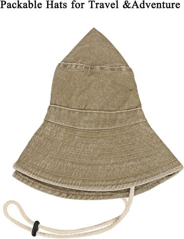 Unisex Cotton Boonie Hat Summer Outdoor Packable Fishing Bucket Hat Beach Sun Hat with String for Women Men in Saudi Arabia