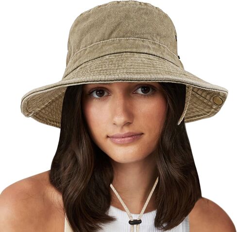 Unisex Cotton Boonie Hat Summer Outdoor Packable Fishing Bucket Hat Beach Sun Hat with String for Women Men in Saudi Arabia