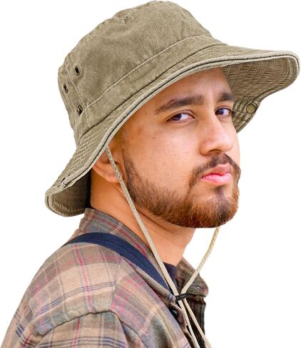 Unisex Cotton Boonie Hat Summer Outdoor Packable Fishing Bucket Hat Beach Sun Hat with String for Women Men in Saudi Arabia