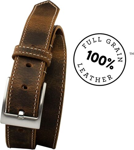 Caraway Mountain Distressed Brown Leather Belt - USA Made Genuine Full Grain Leather Certified Nickel Free Buckle in Saudi Arabia