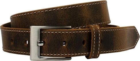 Caraway Mountain Distressed Brown Leather Belt - USA Made Genuine Full Grain Leather Certified Nickel Free Buckle in Saudi Arabia