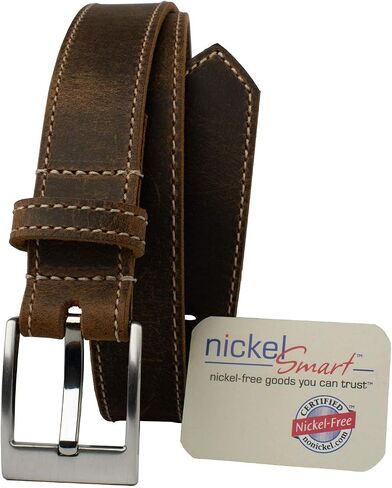 Caraway Mountain Distressed Brown Leather Belt - USA Made Genuine Full Grain Leather Certified Nickel Free Buckle in Saudi Arabia